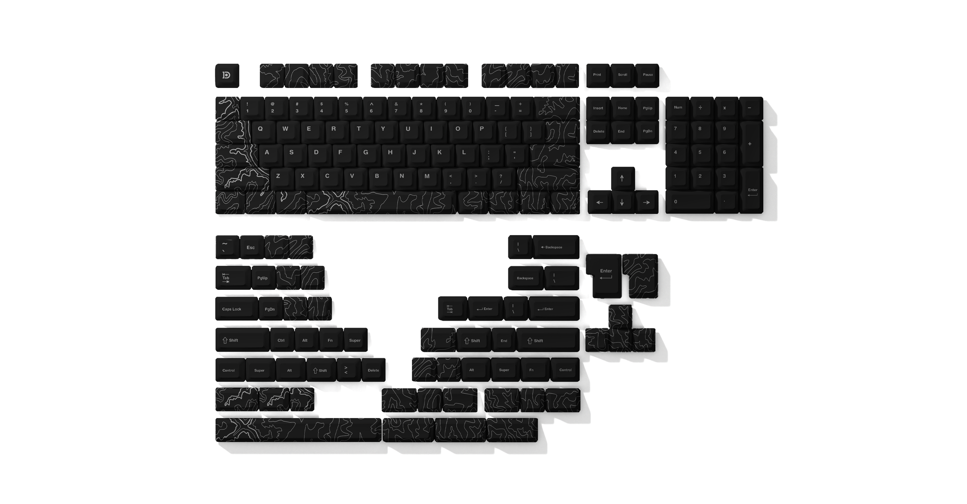 BLACK TOPO CANYON KEYCAPS