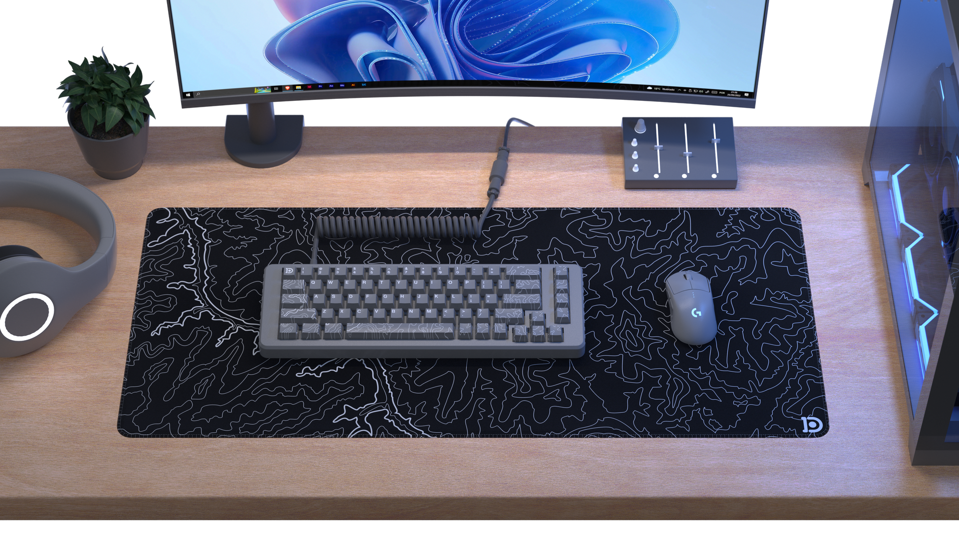 Get the Black Topo Canyon Deskpad - Full Size Desk Mousepad – Deskr